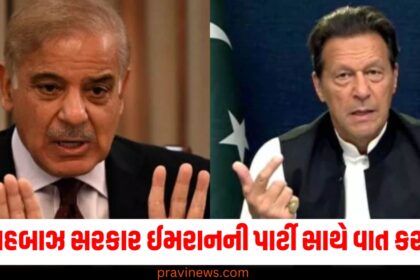 Shahbaz Government (શાહબાઝ સરકાર), Imran's Party (ઈમરાનની પાર્ટી), Talks/Negotiations (વાતચીત/વાર્તાલાપ), Protest Warning (આંદોલનની ચેતવણી), Political Decision (રાજકીય નિર્ણય),