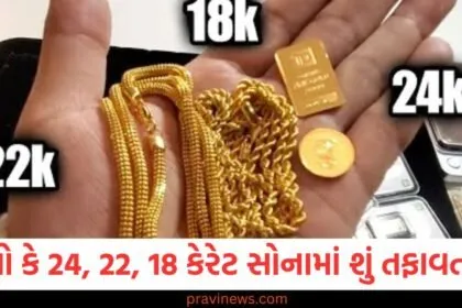 24, 22, 18 કેરેટ સોનામાં તફાવત, 24 કેરેટ સોનું શું છે, 22 કેરેટ સોનાની વિશેષતાઓ, 18 કેરેટ સોનું અને તેનો ગુણ, સોના કેરેટ સિસ્સત ના તફાવત,