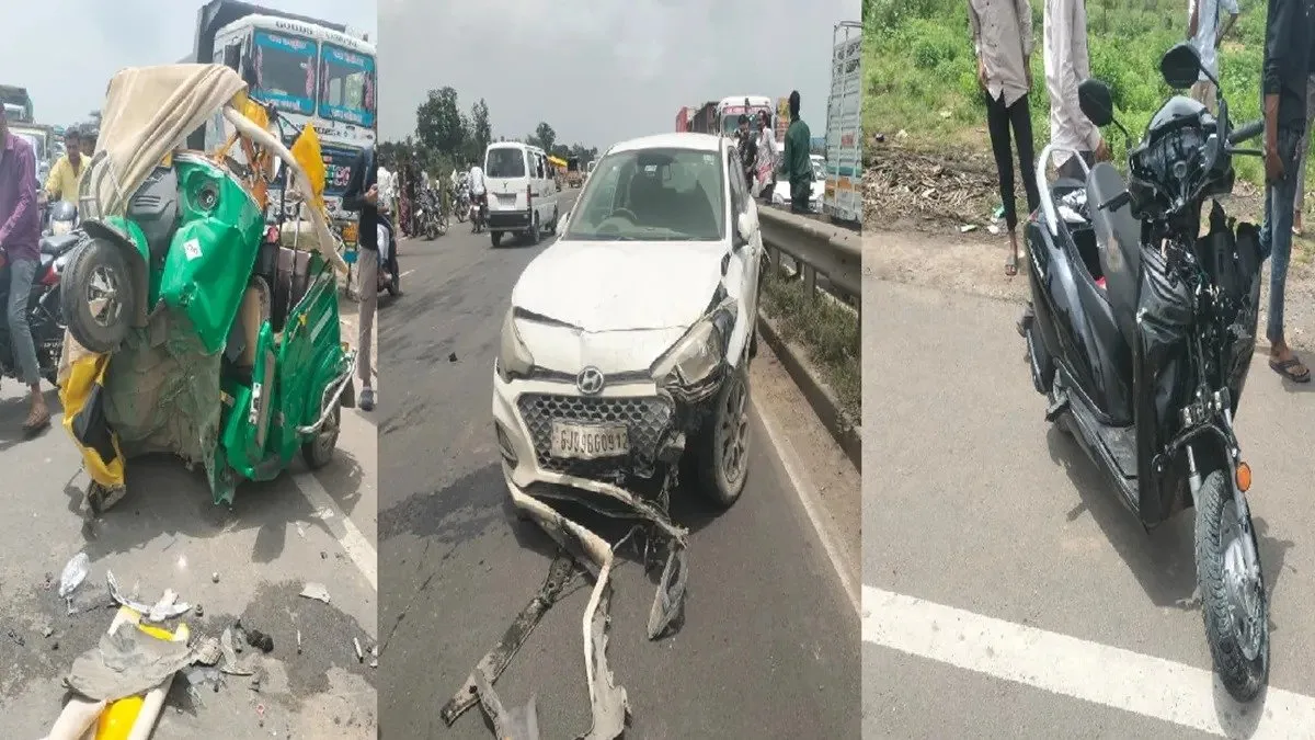 ગુજરાતમાં ભયાનક માર્ગ અકસ્માત, મોપેડ, રિક્ષા અને કાર વચ્ચે જોરદાર ટક્કર, 5 લોકોના મોત https://www.pravinews.com/gujarat-news/road-accident-in-sabarkantha-moped-rickshaw-car-clash-vehicles-shattered-129674